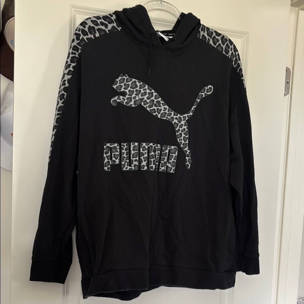 Puma Black Hoodie with Animal Print Accents